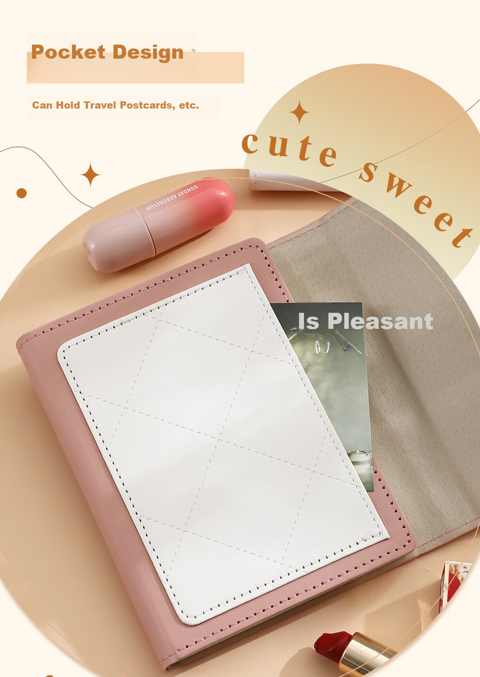 Faramon Travel Stamp Collection Notebook A5, Handbag Stamp Book, Museum Stamp Collection Album, Travel Record Blank Notebook, Check-In Journal, Scenic Spot Visit Book, Pink 14