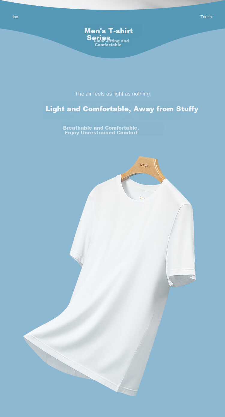 Hodo Men's T-Shirt, Summer Short-Sleeve Undershirt, Solid Color Cotton, Cool And Breathable, Versatile Top for Me 4