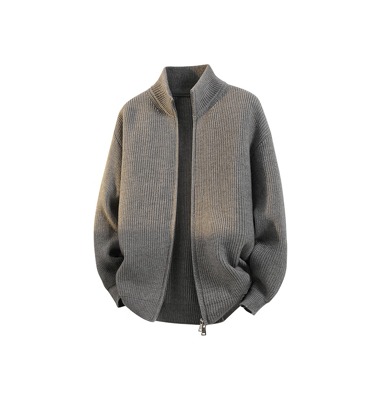 ROMON Men's Knitted Cardigan Sweater Autumn Winter Casual Loose Drop Shoulder Jacket Black 3XL 5