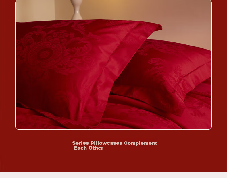 Huangchaojiasi Wedding Four-Piece Set, Jacquard Wedding Bedding, New Home Red Duvet Cover Bed Sheet, for 1.5/1.8 Meter Bed 9