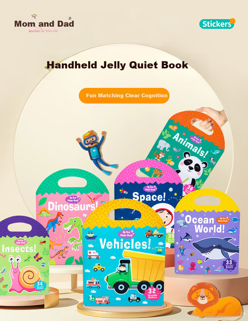 Babamama Fun Jelly Sticker Book, Children's Toy, Baby Stickers, Traffic Stickers, Adhesive Sticker Book Toy, for Ages 0-1 Years 1