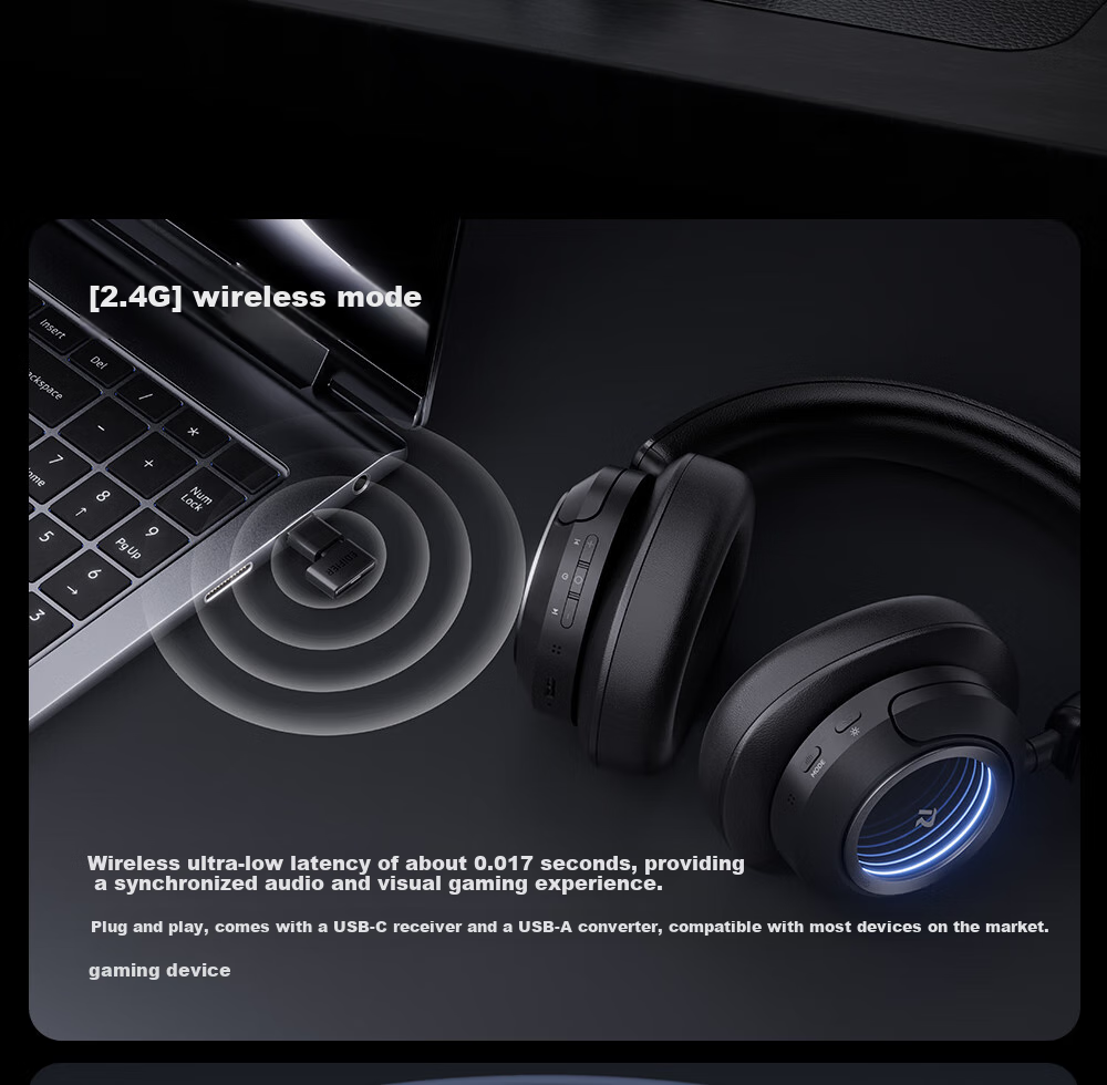EDIFIER Halo Space Over-Ear Active Noise Cancelling Bluetooth Headphones, Gaming Headset, Wireless Bluetooth, 2.4GHz, High-Definition Microphone, Breakthrough Black, Graduation Gift 21