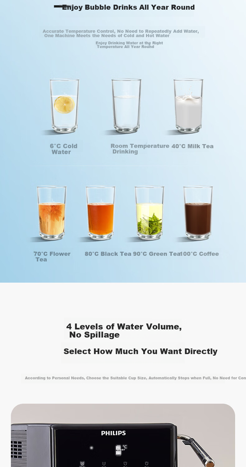 PHILIPS Instant Hot Water Dispenser, Cooling And Heating All-In Sparkling Water Machine, Tea Bar Machine, Hot And Cold Drinking Water Dispenser, Desktop Tabletop No-Installation Water Dispenser, McKinsey ADD4849/93 8