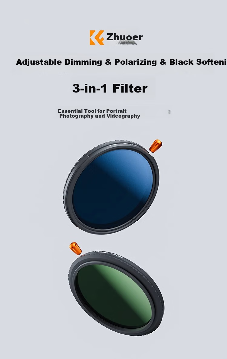 Zhuoer Three-In Filter, 18-Layer Coated Adjustable Neutral Density Filter ND2-32 Variable ND Filter CPL Polarizing Filter - KF01.2908V1 1