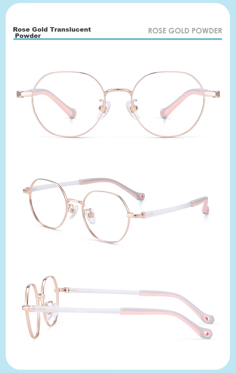 Pulais Youth Children Anti-Blue Light Glasses, Myopia Glasses Frame, Protective Goggles, Eyeglasses, Rose Gold 24059A 9