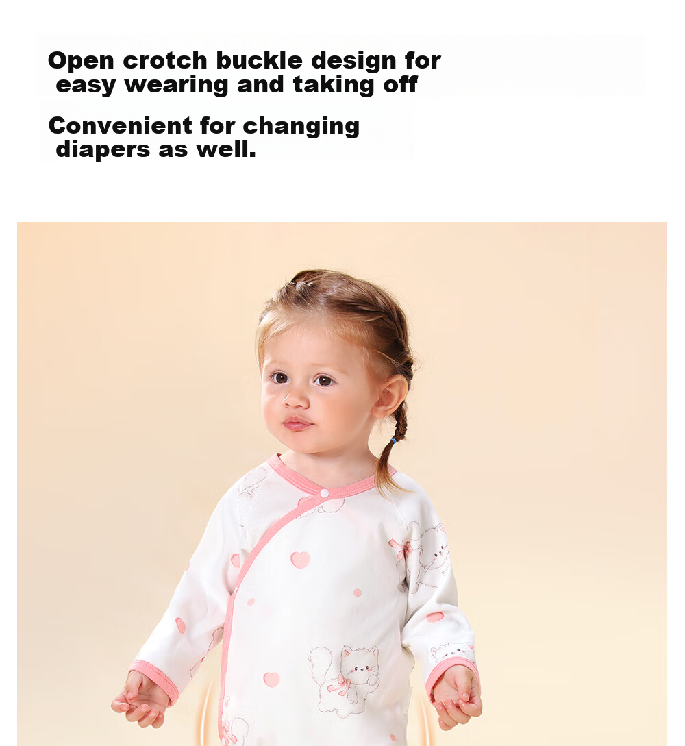 Beitaisi Baby Clothes, Spring And Summer Long-Sleeve Bodysuit, Newborn Infant Belly Protection Clothing, Small Age Pure Cotton Onesie 23