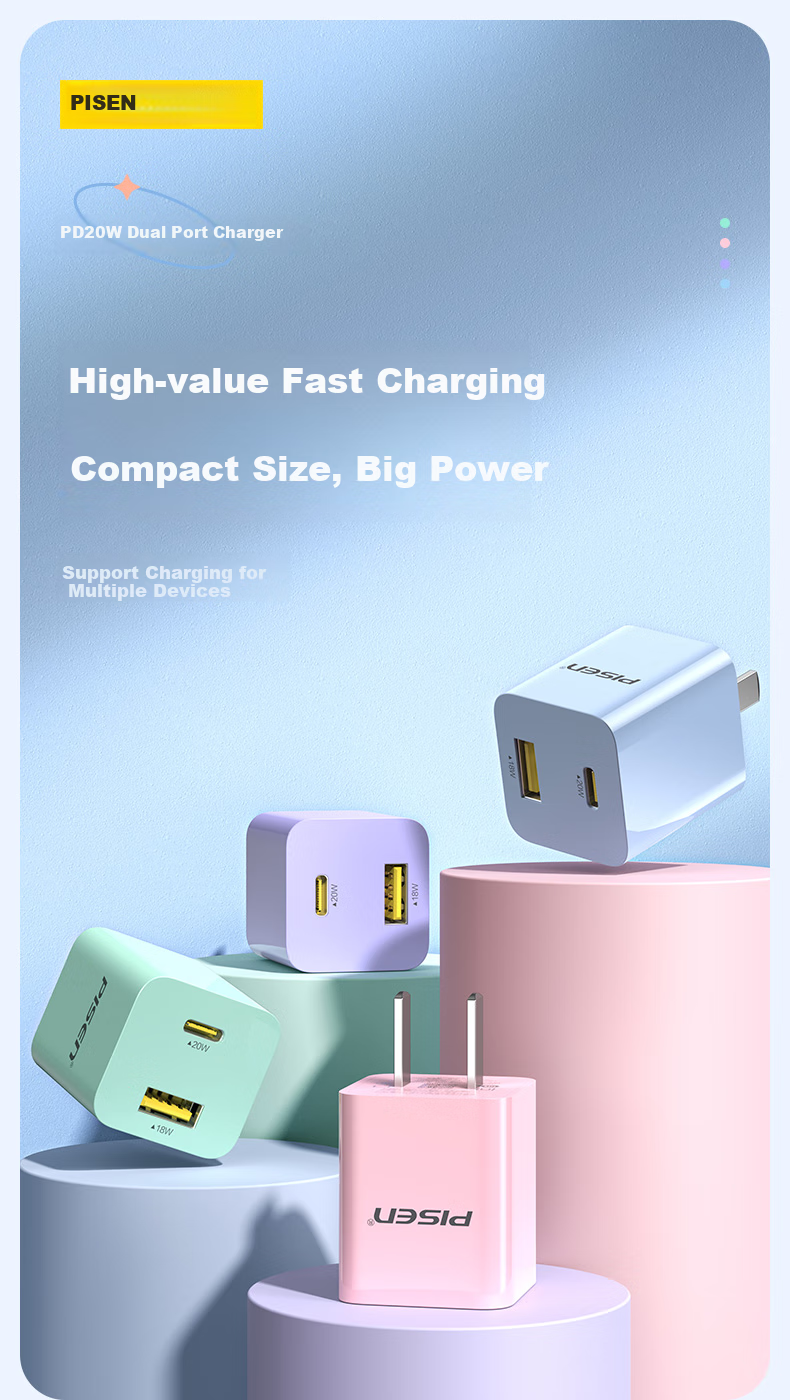 Pisen 3C Apple Charger, PD30W Charging Head, Type-C Multi-Port Fast Charging Plug, Suitable for IPhone 18 Pro/17/16/15/14/13, Huawei, Xiaomi Phones, IPad 1