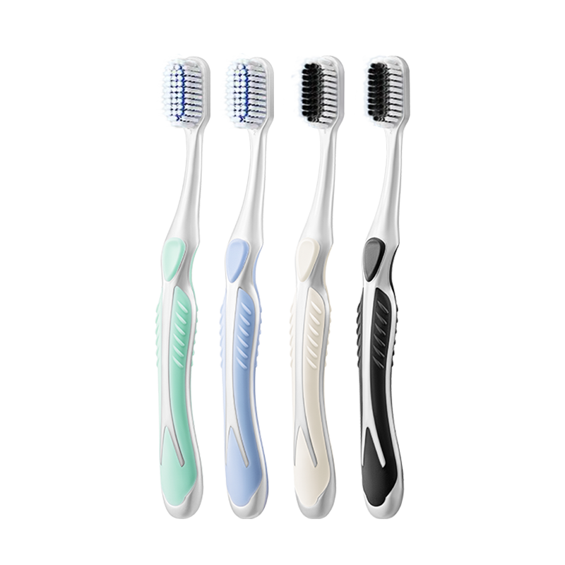 Meyarn Wide Head Stain Removal Toothbrush 4-Pack, Soft to Medium Bristles, Odor Removal, Gum Care, Dual Spiral Bristles, Convex Surface Brush