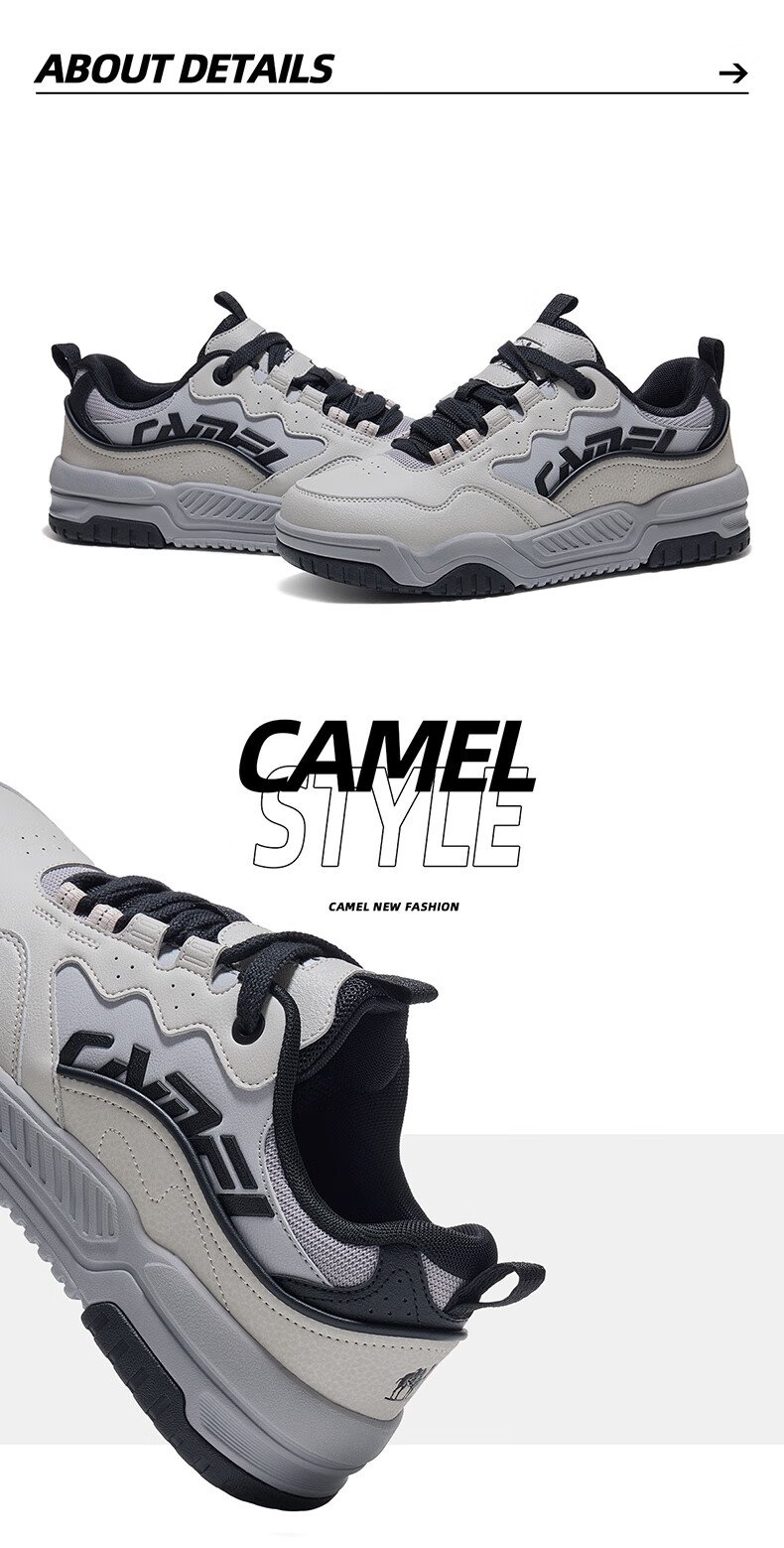 CAMEL Women's Shoes, Thick-Soled Height-Increasing Low-Top Casual Sports Sneakers, X25CX4L4037, Light Beige/brown, Size 37 17