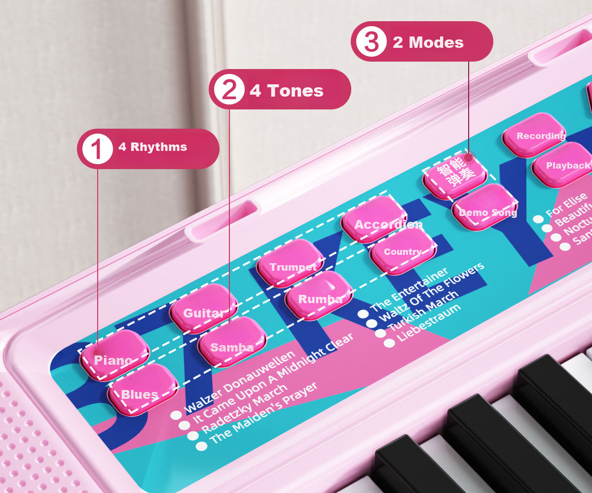 Xinge Electronic Keyboard Children's Piano 3-10 Gift Musical Instrument Playable for Beginners with Microphone for Singing 4
