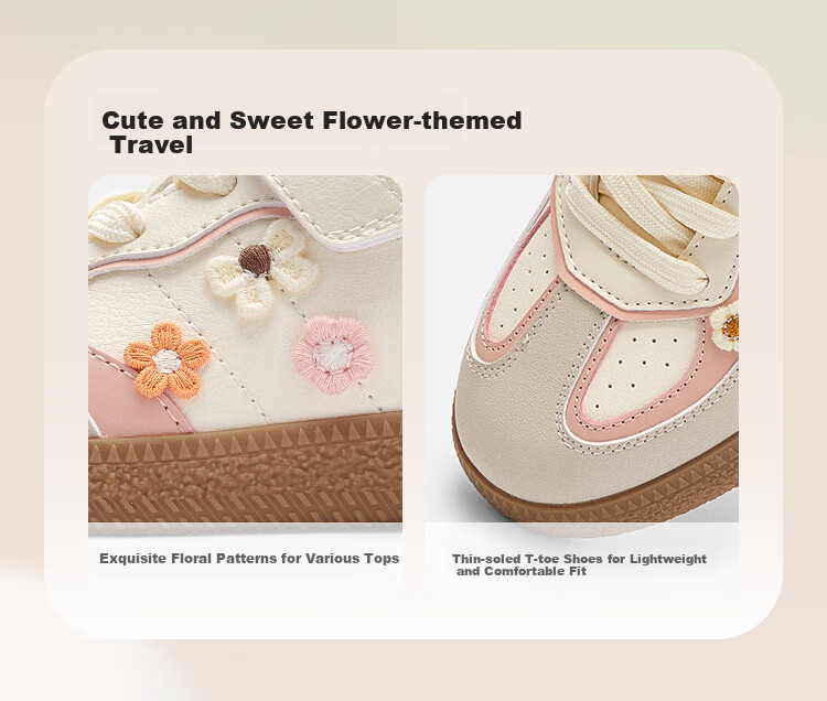 BALABALA Girls' Low-Top Sneakers, Children's Autumn New Style Non-Slip Shoes, Sweet Color-Block Design, Trendy And Cool 4