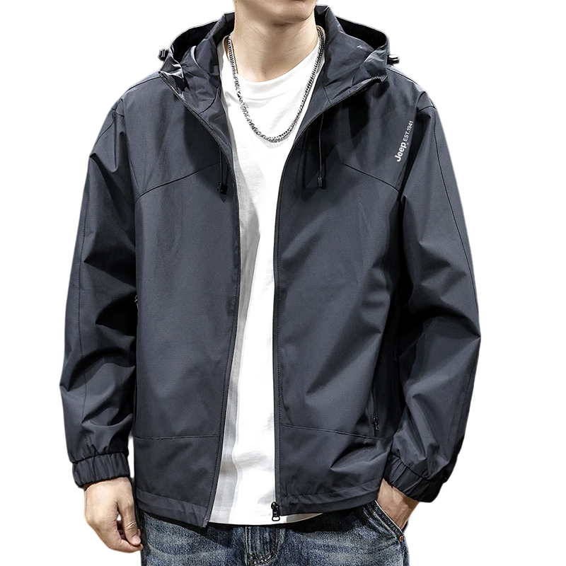 JEEP Men's Autumn Winter Hooded Casual Workwear Jacket Black XL