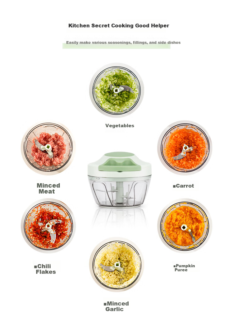LOCK&LOCK Plastic Garlic Press Food Processor Meat Grinder Vegetable Masher Baby Food Grinder Blender Garlic Masher with 3 Blades 650ml 3