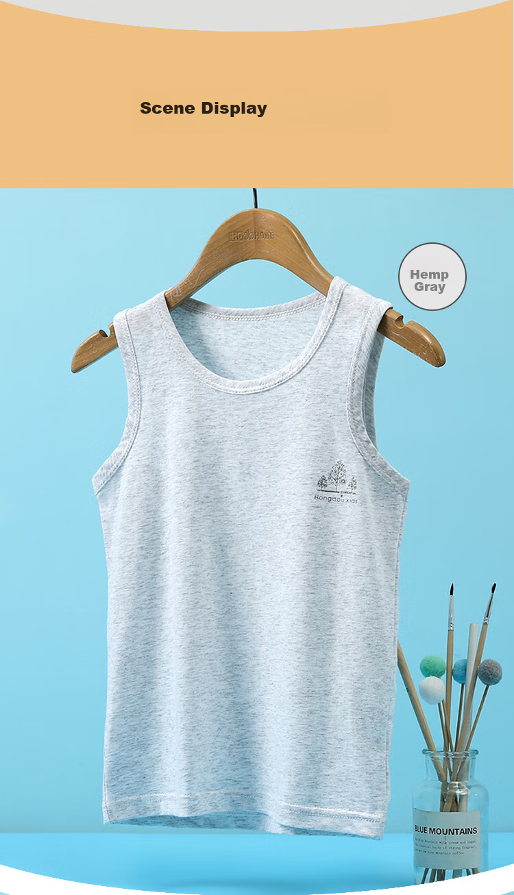 Hodohome Children's Tank Top, Boys' Summer Thin Style, 40s Combed Cotton, Casual Sports Undershirt, 803 White, Size 140 14
