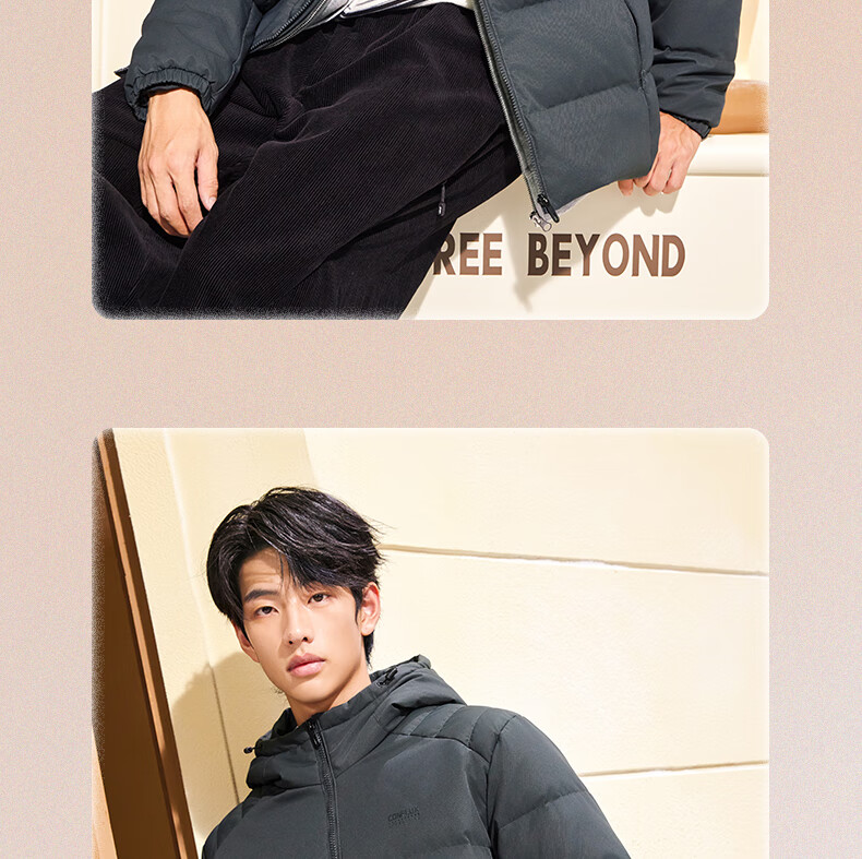 361° Men's Autumn Winter Three-Proof Short Hooded Sports Casual Warm Down Jacket 652544304-4 15