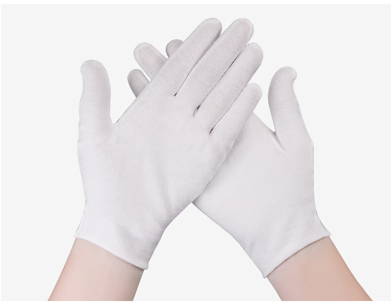 Huipute White Gloves White Etiquette Gloves Labor Protection Pure Cotton Pure Cotton Model - 12 Pairs 6
