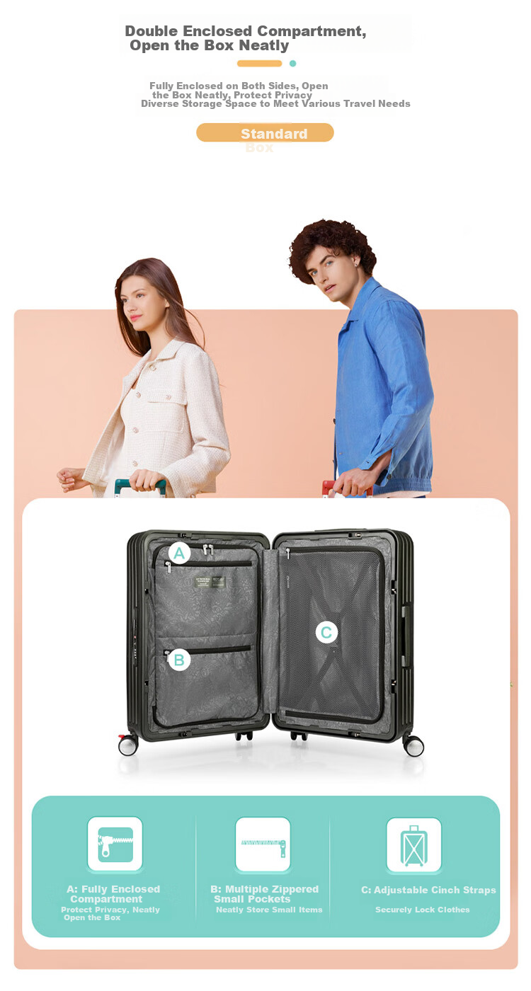 AMERICAN TOURISTER Luggage, 20-Inch Trolley Suitcase, Shock-Absorbing Brakes, Travel Case, Silver Color, QI9 Combination Lock Suitcase 5