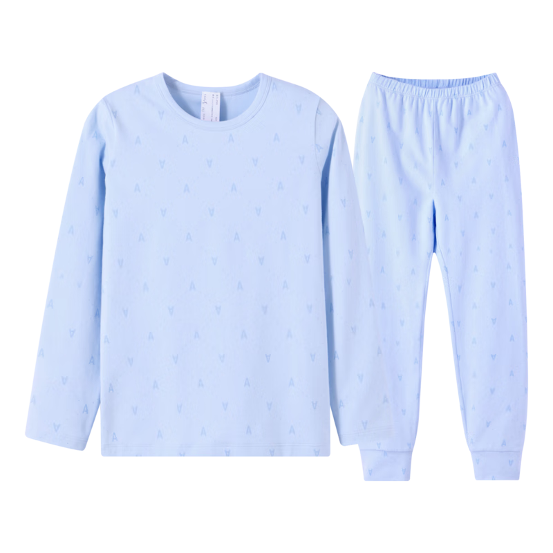Annil Kids Boys and Girls Textured All-Over Print Autumn Shirt and Pants Set 2025 Fall New Blue Flower 120