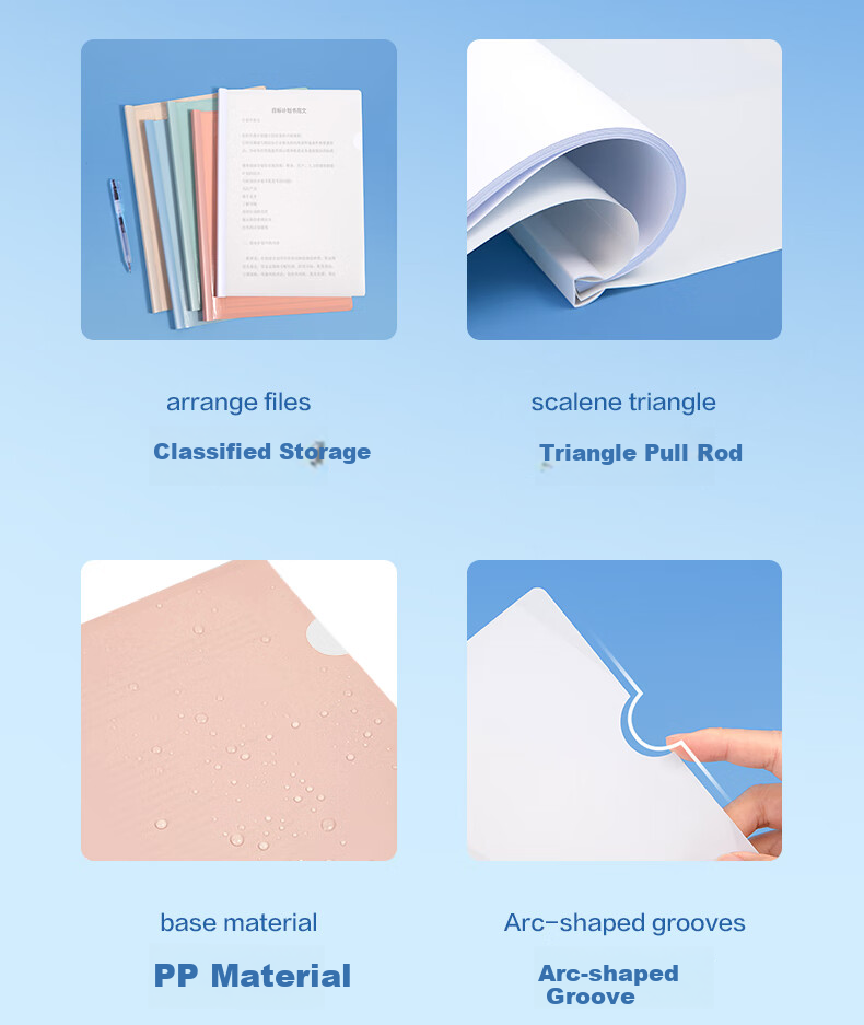Deli 10 A4/9mm Sliding Bar File Folders, Triangular Bar Design, for Students' Exam Papers, Resumes, Reports, Business Meetings, Document Storage, Morandi Color Series PP654 2