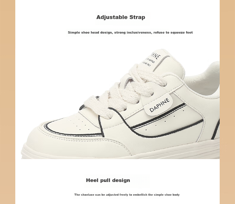 DAPHNE Thick-Soled White Sneakers for Women, 2026 New Summer Lace-Up Shoes, Fashionable Versatile Canvas Shoes for Wome 5