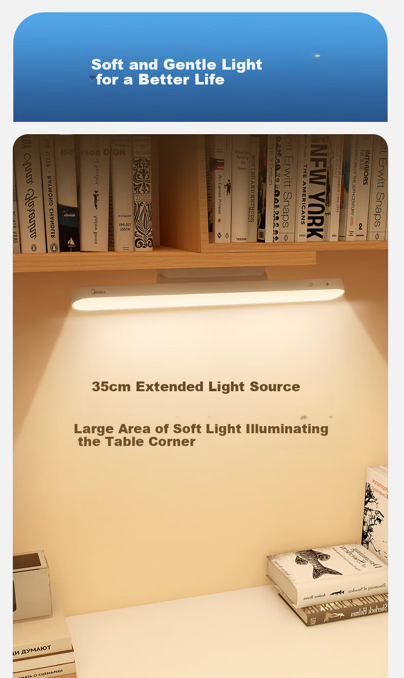 Midea LED Remote Control Desk Lamp, Study-Specific Magnetic Lamp, Cool Lamp, Dorm Bedside Suction Lamp, Home Rechargeable Lamp 3
