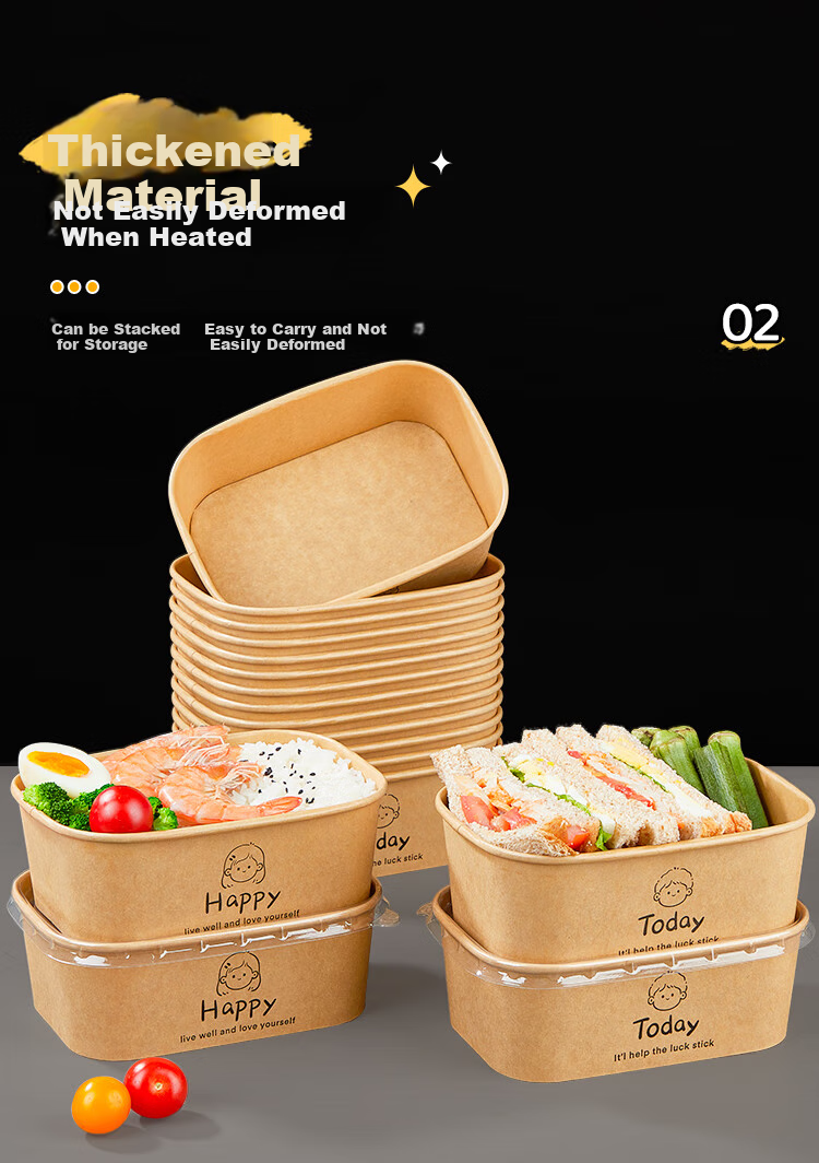 YOUAO Disposable Plates, 500ml*20 Pieces, Thickened Large Size, Biodegradable Kraft Paper Plates, Waterproof And Oil-Proof, No-Wash Tableware 4