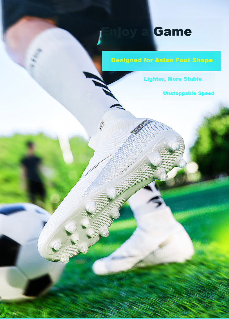 Double Star Bate Men's Football Shoes Adult Grass Long Studs FG Wear-Resistant Artificial Turf Leather Competition Blue Training Shoes Men 1