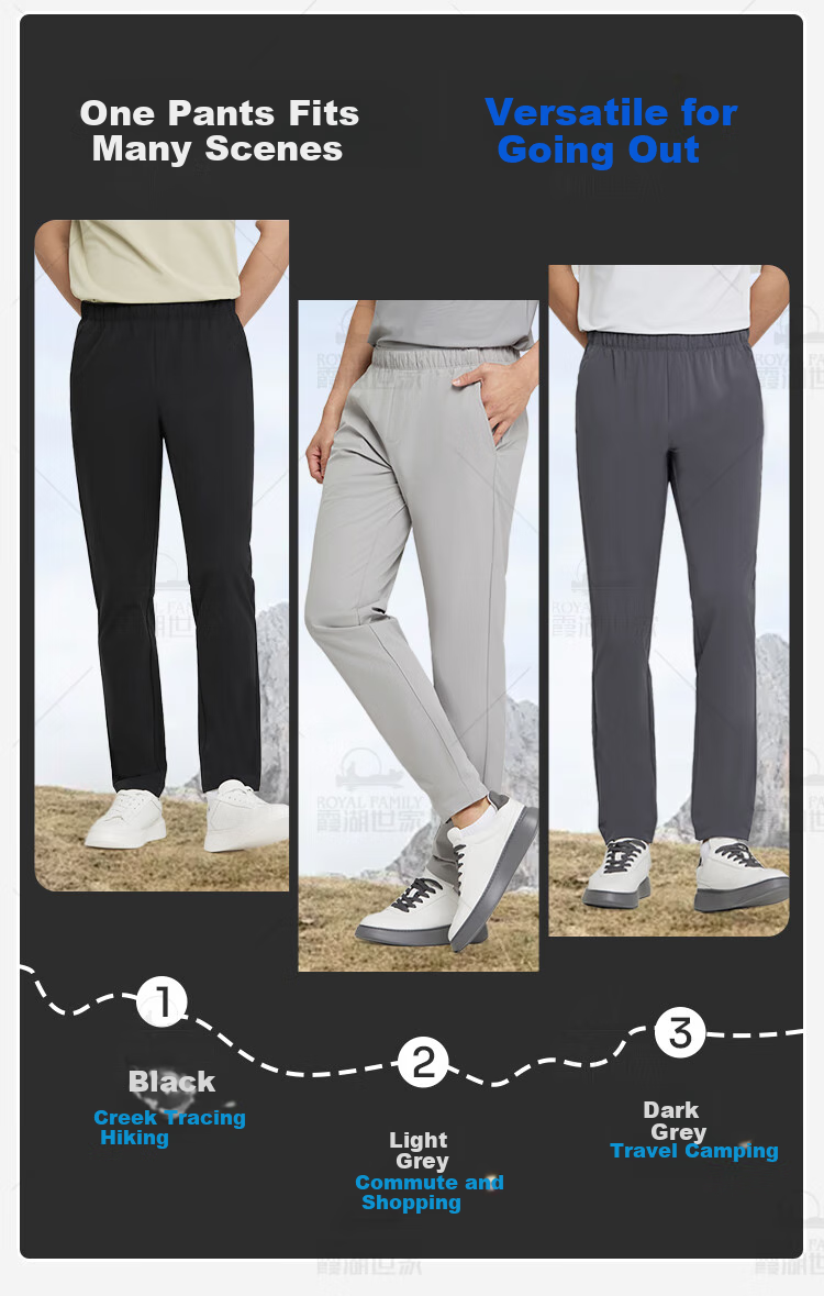 Xiahushijia Straight-Leg Pants for Men, Lightweight, Elastic, Breathable, Casual Trousers, 199A/C Black Long Pants, Size 31 8