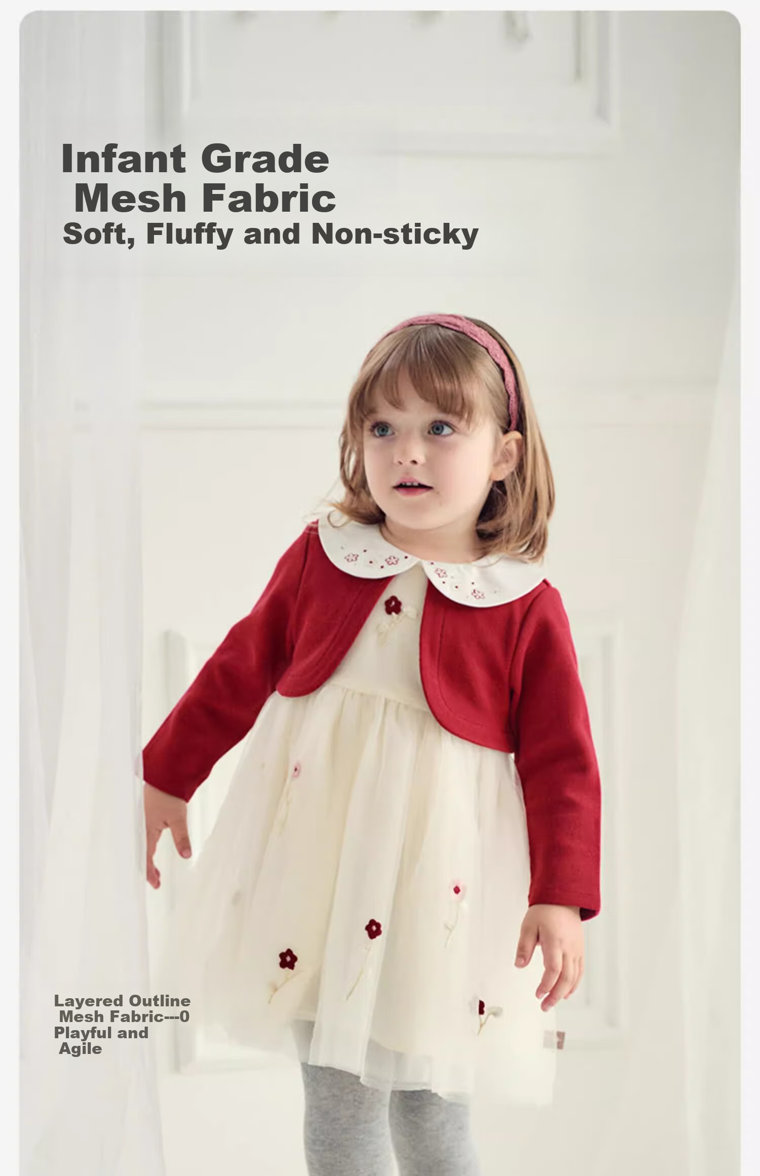 DAVE & BELLA Girls' Spring And Autumn Dress, Baby Tulle Princess Dress, Children's Stylish Faux Two-Piece Dress 5