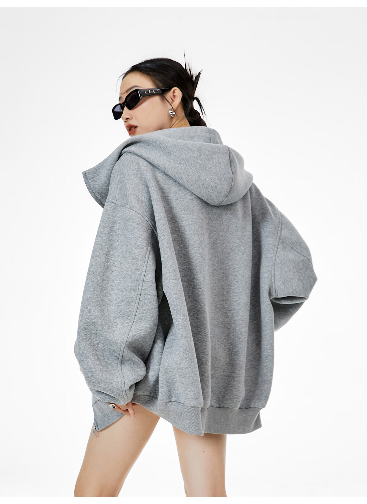 ICH MODE Celebrity Style American Plaid Patchwork Cardigan Sweatshirt Autumn Jacket Sports Cardigan Top Women Heather Gray XL 25