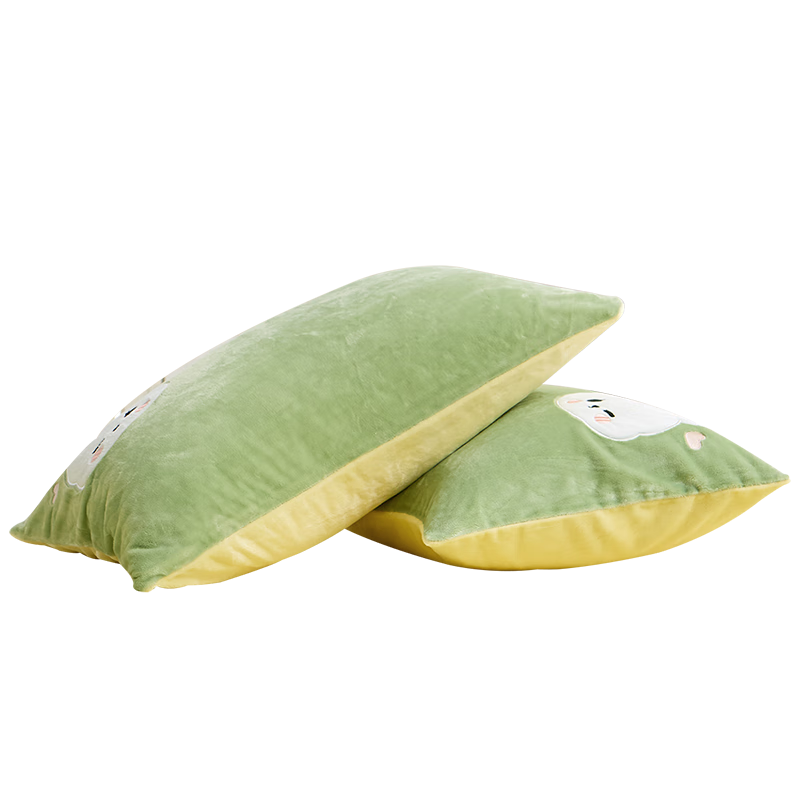 Fuanna Milk Velvet Thickened Pillowcase Winter Flannel Anti-Static Warm Pillow Cover Pair 74*48CM Yellow