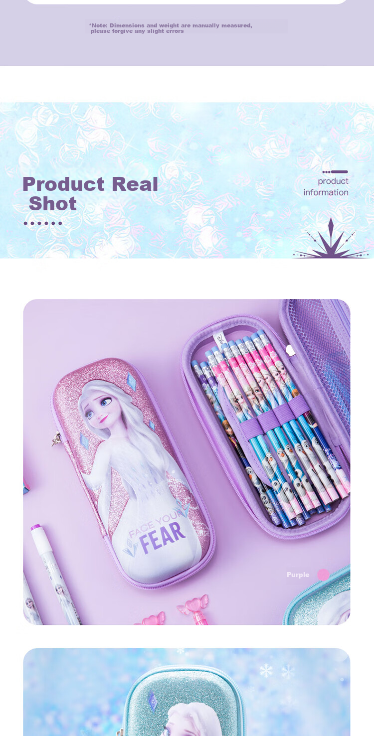 Disney Elementary School Pencil Case, 3D Large Capacity Stationery Box, Crush-Resistant And Drop-Proof EVA Pencil Case, Children's Pencil Bag for Girls, Frozen P85134Z 11