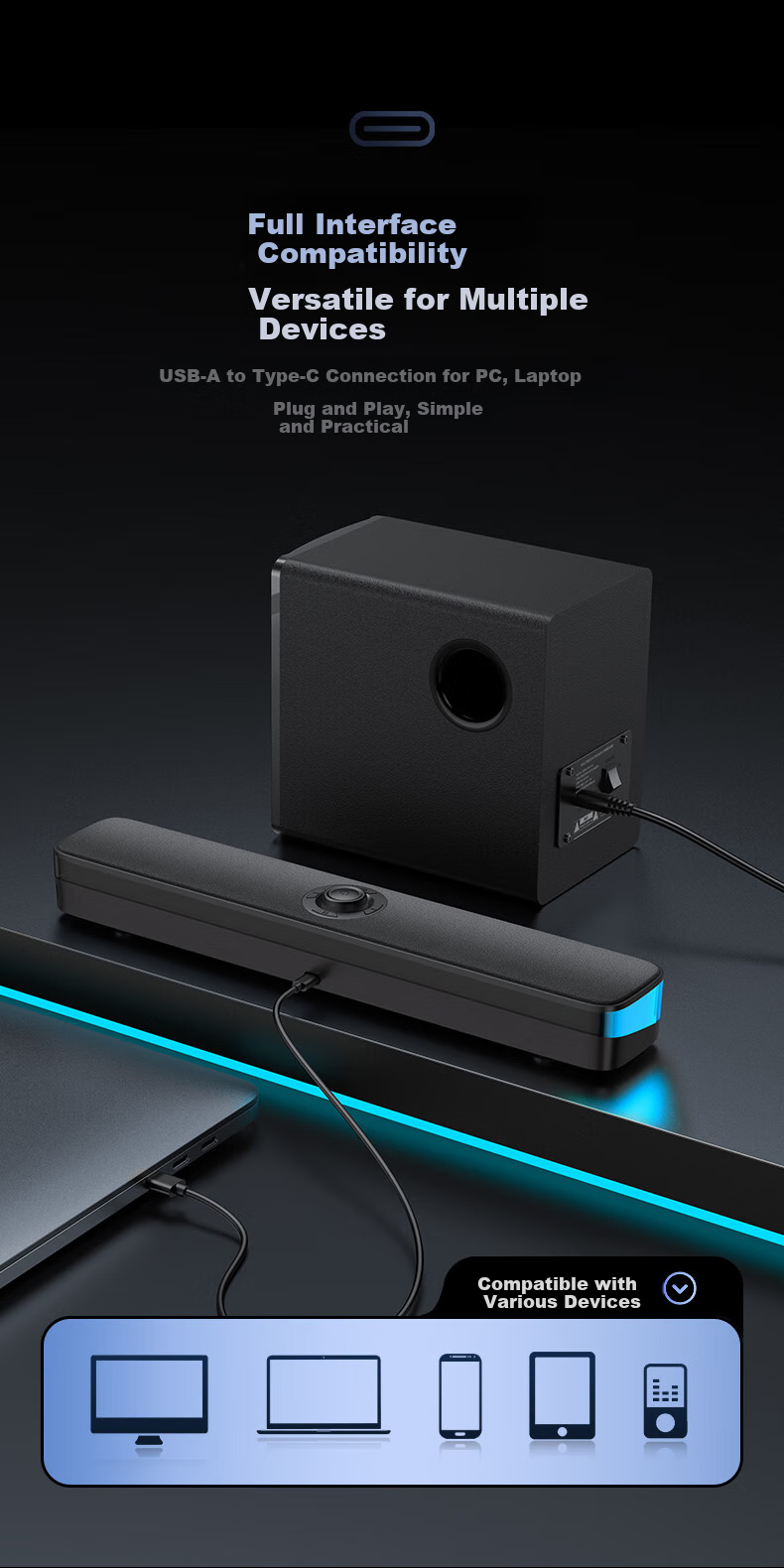 PHILIPS Bluetooth Speaker Computer Speakers Desktop Laptop HIFI 2.1 Multimedia Gaming Subwoofer Combo Set Delta Audio Gaming E-Sports Gift SPA6120 10