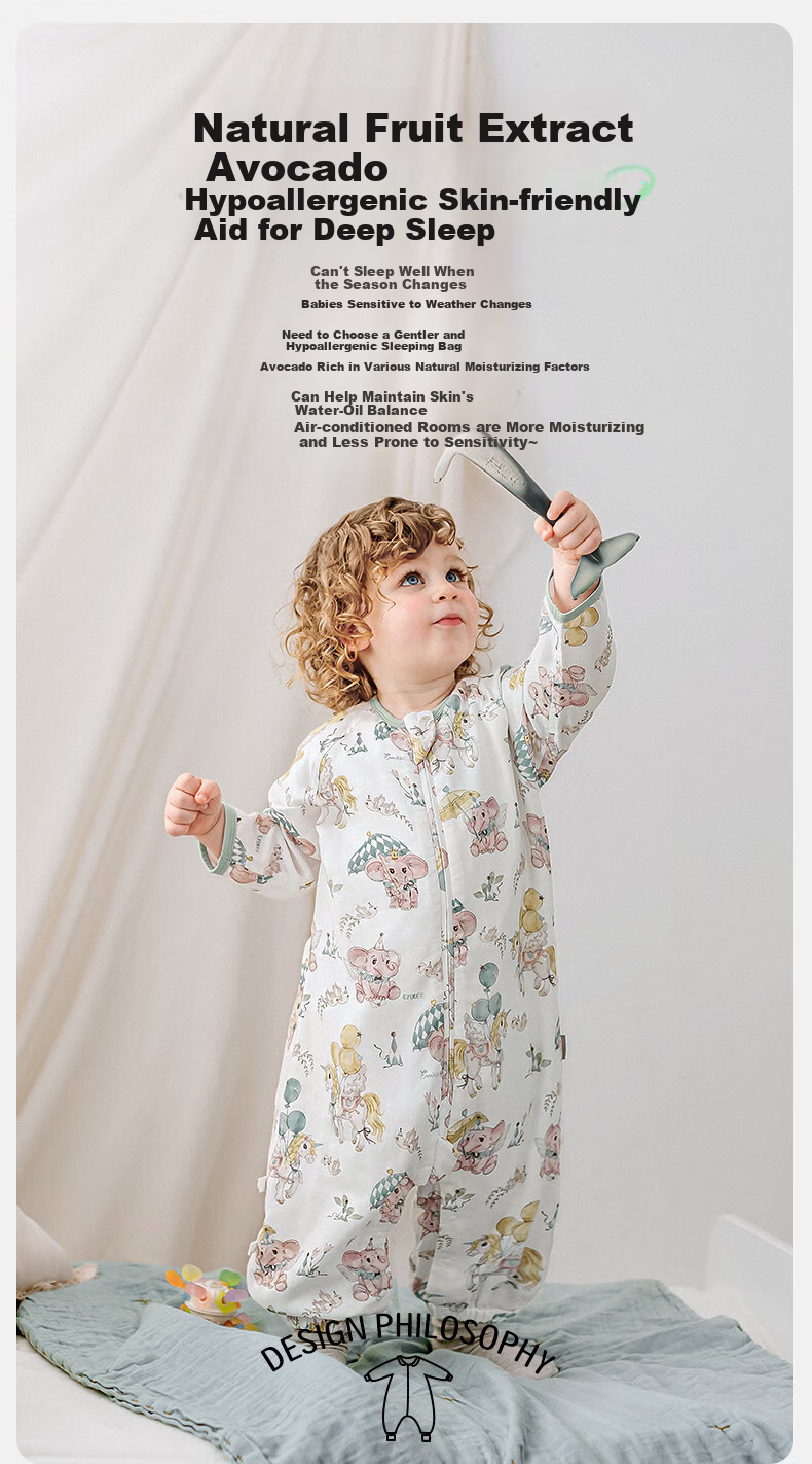 EMXEE Baby Sleeping Bag, Avocado Split-Leg Design, Anti-Startle Infant Sleeping Bag, Pajamas for Autumn And Winter, 6 Layers 1