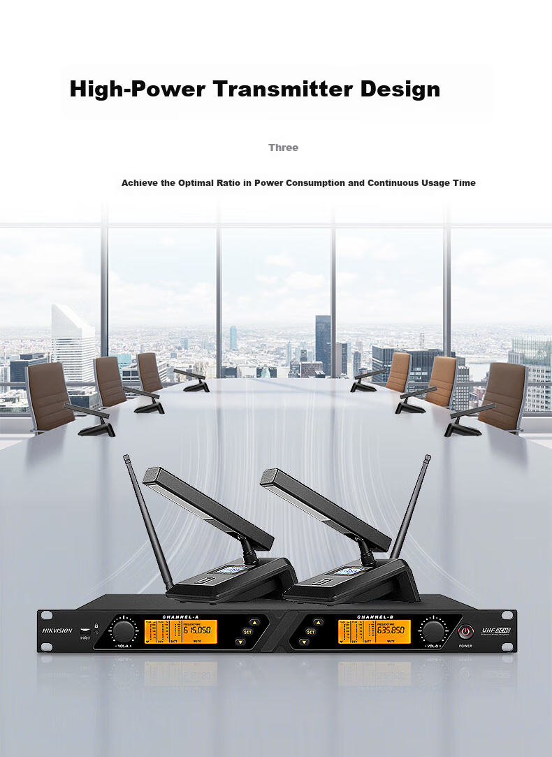 HIKVISION Conference One-To Wireless Microphone, Desktop Short-Boom Square Tube Microphone, Podium UHF High-Fidelity Anti-Interference Automatic Frequency Matching Anti-Howling Speech Training Broadcasting 5