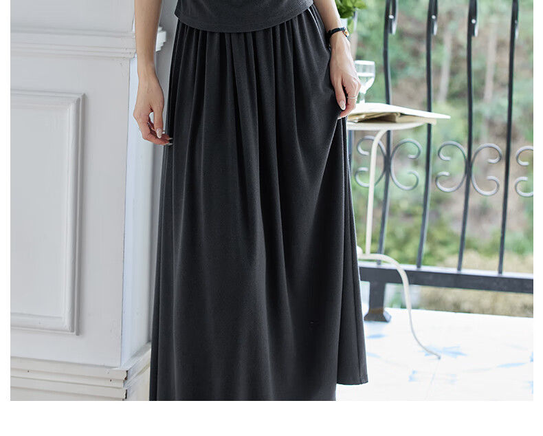 Fansiman Holiday Style Lazy Set Women Autumn New Off-Shoulder Top and Skirt Two-Piece Set Iron Gray XL 14