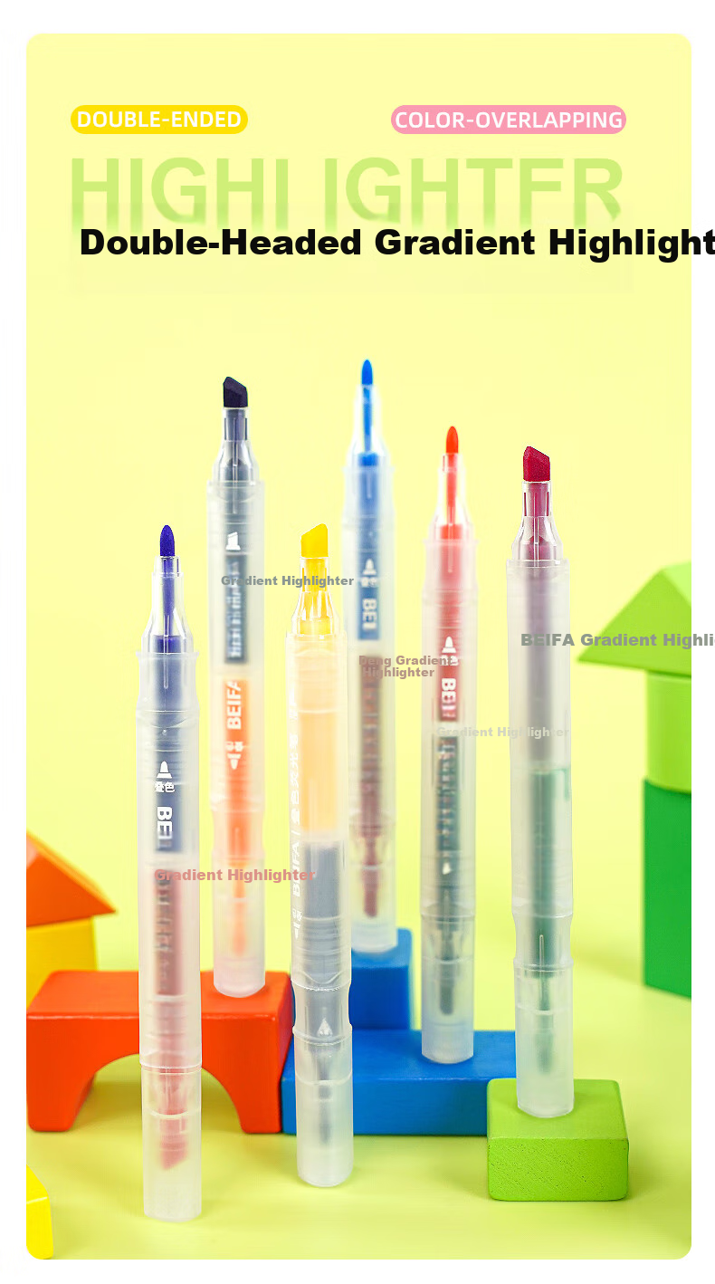 BEIFA Dual-Head Layered Highlighter Pen, Marking And Emphasis without Bleeding Soft Tip Marker Pen, High-Value Handwritten Journal Pen, Breaking Dawn Thrill [Back-To Essential] 1