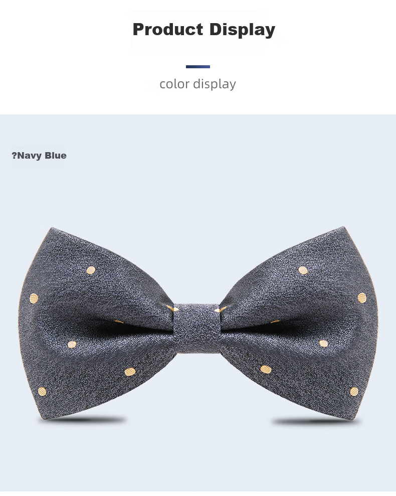 Luomeng Men's Formal Bow Tie, Wedding Groom Attire, British-Style Butterfly Knot, Navy Blue, Gift Box Packaging 9