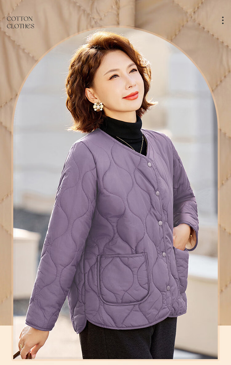 Past Winter New Fleece-Lined Warm Cotton Jacket Fashionable Homewear Thick Mom's Cotton Coat Black 2XL 1
