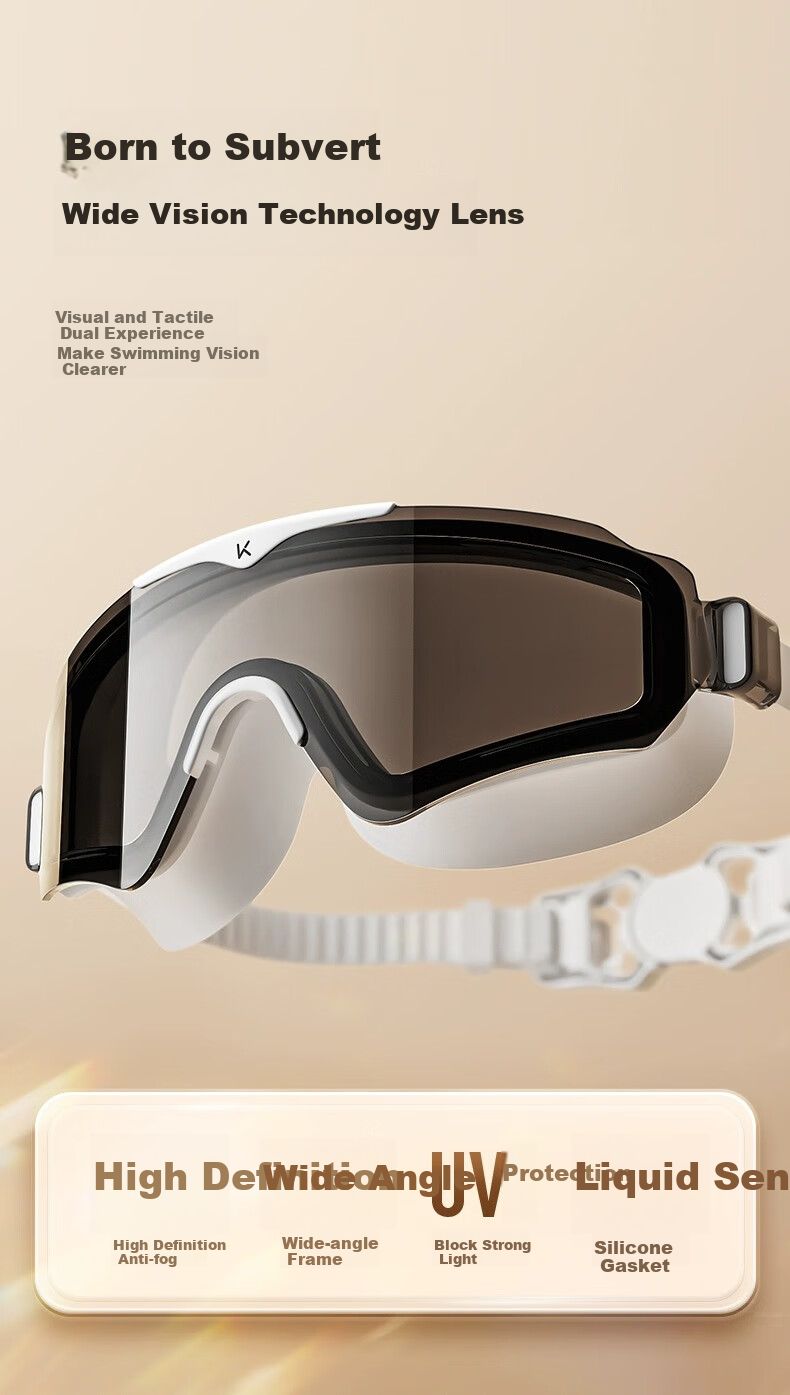 Keep Swimming Goggles for Men And Women, Waterproof Anti-Fog High-Definition Large Frame Clear Lens Swimming Glasses Diving Set Equipment, Honor Black 2