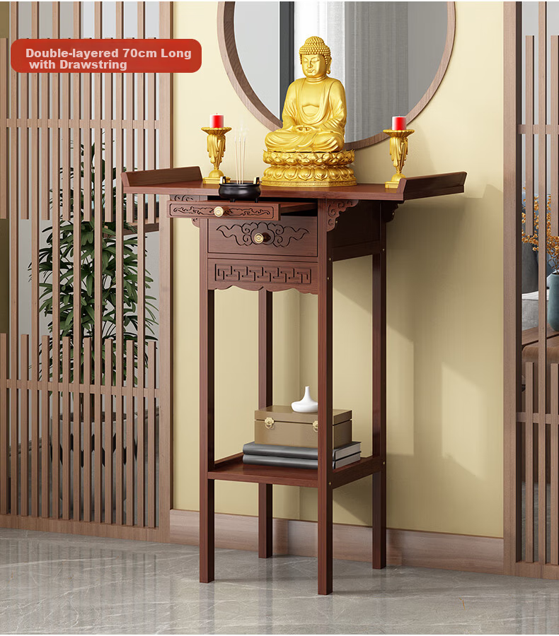 Taomengju Buddha Table, New Chinese Style Standing Cabinet, God of Wealth Cabinet, Buddha Altar, Incense Burner, Buddha Statues, Guan Gong Bodhisattva Altar, Offering Table, Storage Rack 21