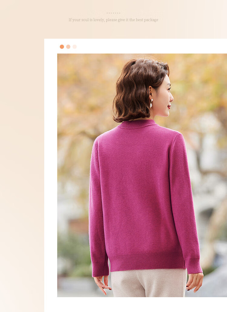 Past Mom Women's Winter Thickened Base Shirt High Elastic Fleece Knit Sweater Light Purple 4XL 4
