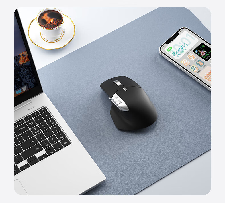 B.O.W Hangshi MD290L MAX Tri-Mode Wired Wireless Bluetooth Charging Mouse Laptop Office Ergonomic Silent Side Dual Scroll Wheel Mouse Silver Black 21