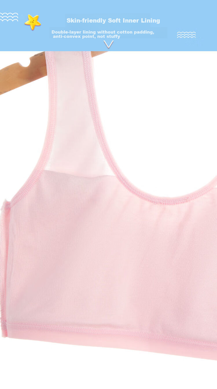 Dingguagua Girls' Underwear, Children's Underwear for Puberty, Summer Vest for Primary School Students, Bra for 9-12 Year Old Girls, Cotton First Stage Brassiere 6