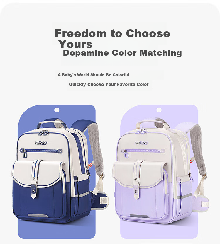 COOLBABY Schoolbag for Primary School Students with Cloud-Like Spine Protection And Weight Reduction for Grades 3-6, Stylish Lightweight Backpack for Boys And Girls 2