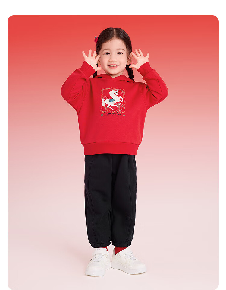 BALABALA Kids Clothing Children's Two-Piece Set Boys and Girls New Year 2025 Spring and Autumn Fleece Lined Outfit Pants Toddler Clothes 1