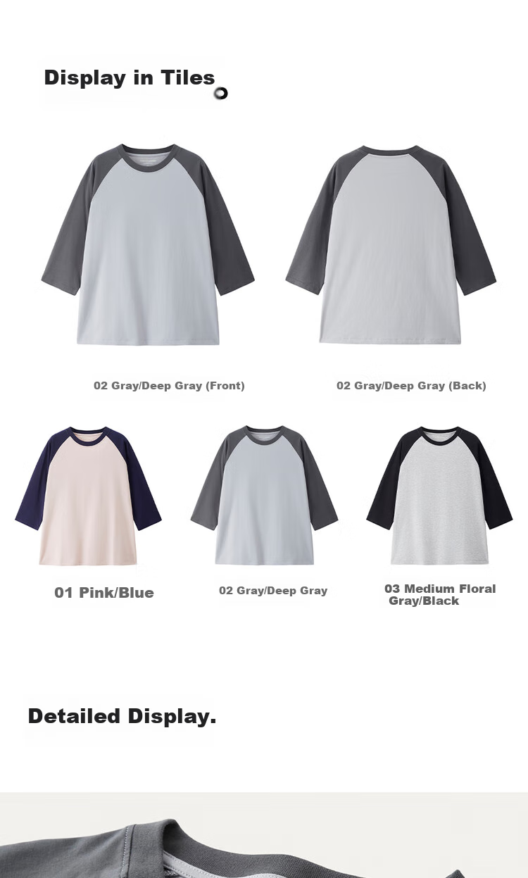 Giordano Women's Three-Quarter Sleeve T-Shirt, 2026 New Style, Pure Cotton, Contrasting Color Raglan Round Neck Casual Top, 05325788 17