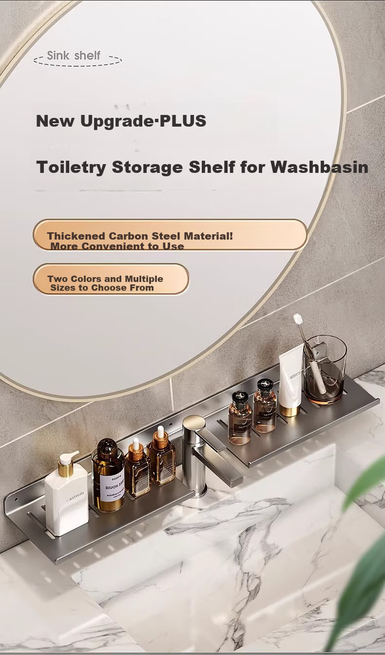 MUYA Mirror Bathroom Storage Rack, Toilet Washbasin Vanity Wall-Mounted Shelf, No Drilling Required, Bathroom Organizer 3