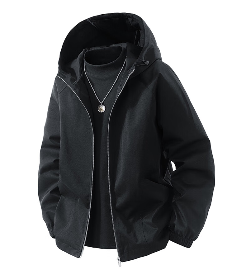 Top Youth Men's Spring Autumn Tactical Jacket Plus Size Casual Sports Loose Hooded Jacket Gray XL 6