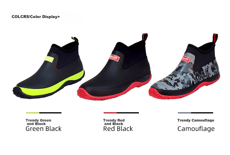 Jolly Walk Rain Boots, Waterproof Shoes, Men's And Women's Rubber Boots, Fashionable Rain Boots, Work Boots, JW218, Red And Black, Size 39 10